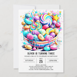 Rainbow Candy Editable Birthday Invitation