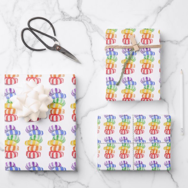 RAINBOW CANDY Flat Sheet Wrapping Paper (Front)