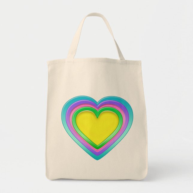 Rainbow Candy Heart Organic Grocery Tote Bag (Front)