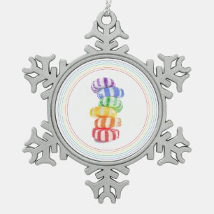 RAINBOW CANDY Pewter Snowflake Ornament