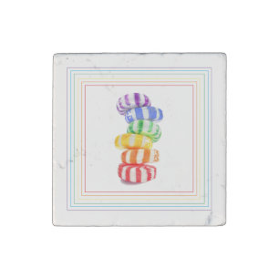 RAINBOW CANDY Primed Marble Stone Magnet