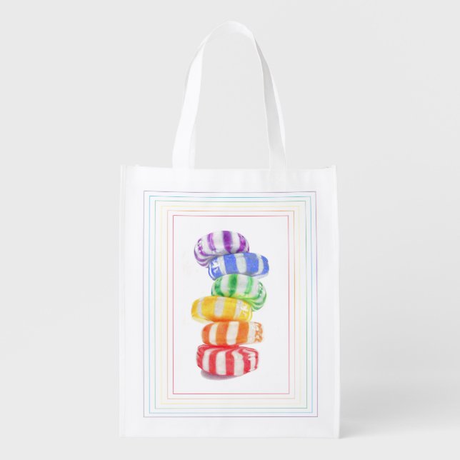 RAINBOW CANDY Reusable Grocery Bag (Front)