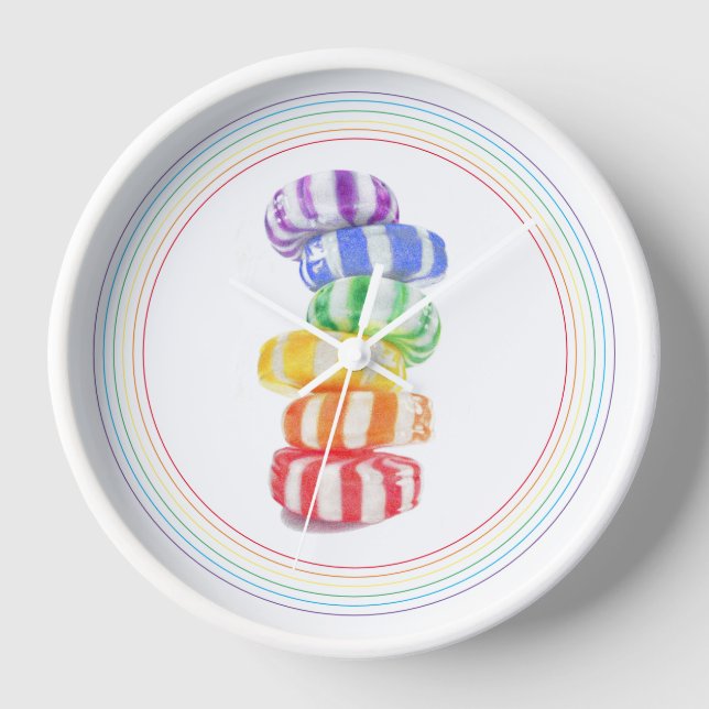 RAINBOW CANDY Round Wall Clock (Front)