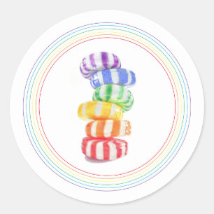RAINBOW CANDY Small Round Stickers