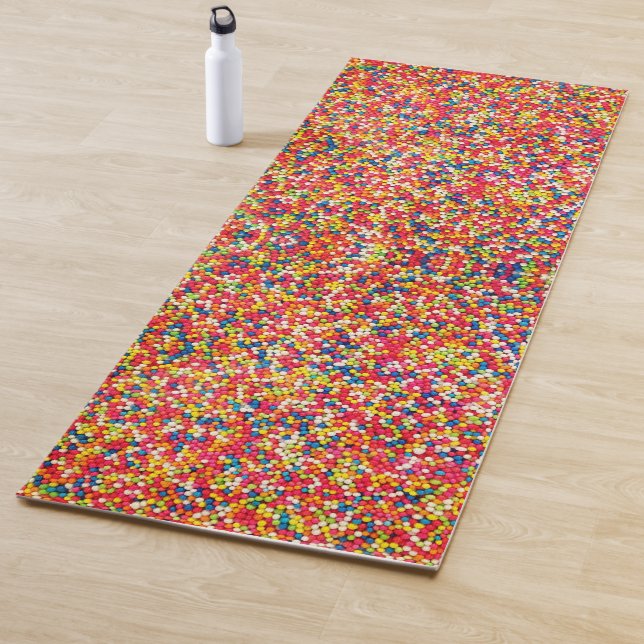 Rainbow Candy Sprinkle Pattern Yoga Mat (In Situ)