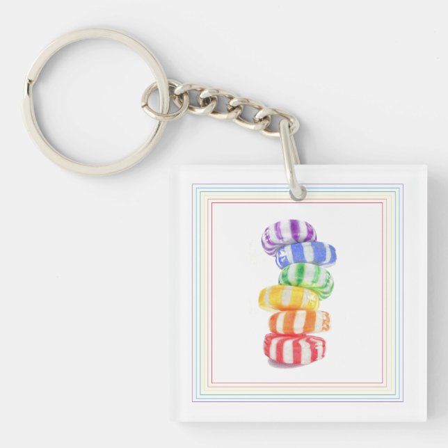 RAINBOW CANDY Square Acrylic Keychain (Front)