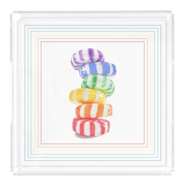 RAINBOW CANDY Square Acrylic Tray (Front)