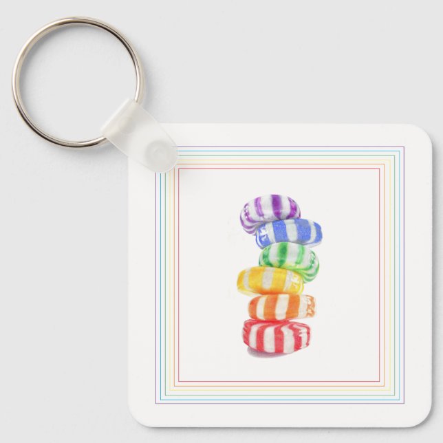 RAINBOW CANDY Square Aluminum Keychain (Front)