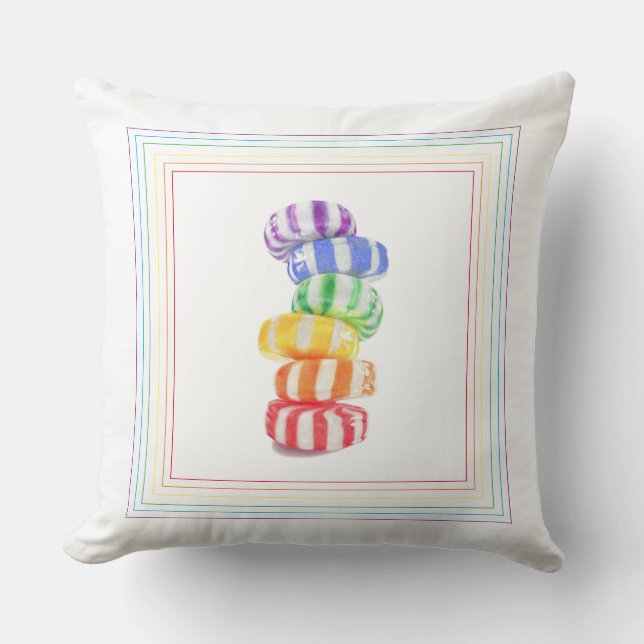 RAINBOW CANDY Square Throw Pillow (Front)