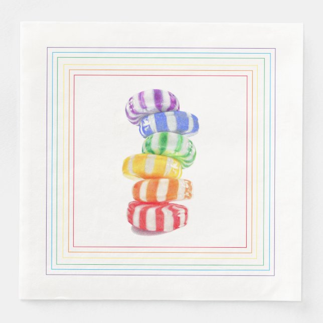 RAINBOW CANDY Standard Dinner Paper Napkins (Front)