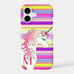 Rainbow Candy Striped Personalised Unicorn iPhone 17 Case