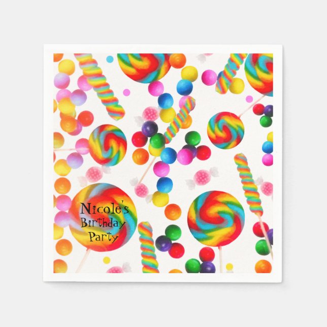 Rainbow Candy Sweet Birthday Party Candyland Paper Napkins (Front)
