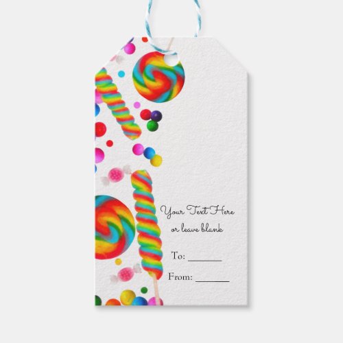 Rainbow Candy Sweet Birthday Party Custom Favor Gift Tags