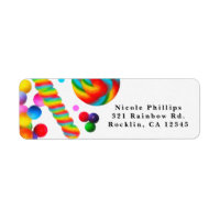 Rainbow Candy Sweet Birthday Party Invitation Label