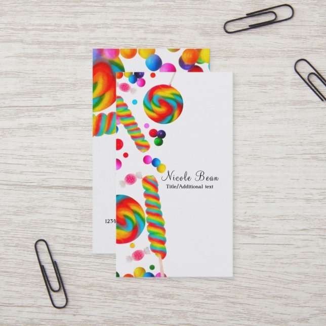 Rainbow Candy Sweet Shop Boutique Custom Business Card (Front/Back In Situ)