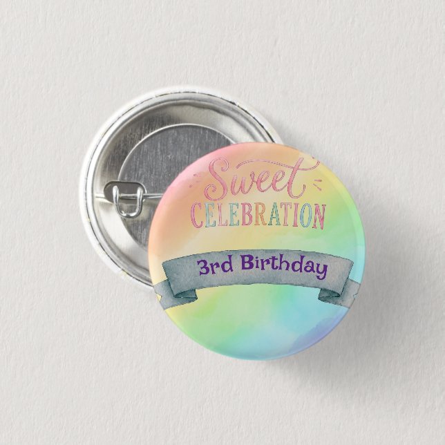 Rainbow Candyland Birthday Party Coasters Button (Front & Back)