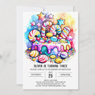 Rainbow Candyland Editable Birthday Invitation