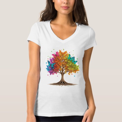 Rainbow Canopy The Splendor of a Colorful Tree T_Shirt