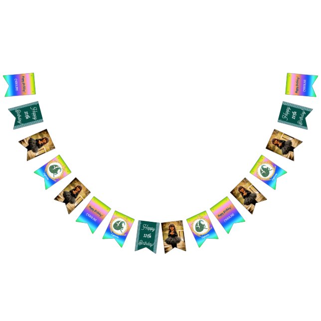 Rainbow Capricorn Glitter Birthday Party Bunting Flags (All)