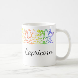 Rainbow Capricorn Star Sign Personalized Mug