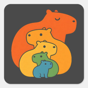 Rainbow capybaras  square sticker