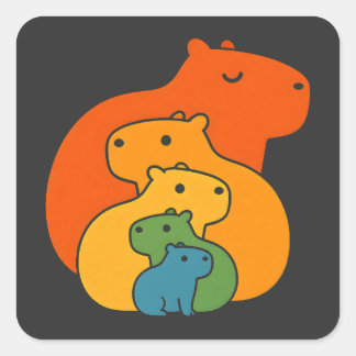 Rainbow capybaras square sticker