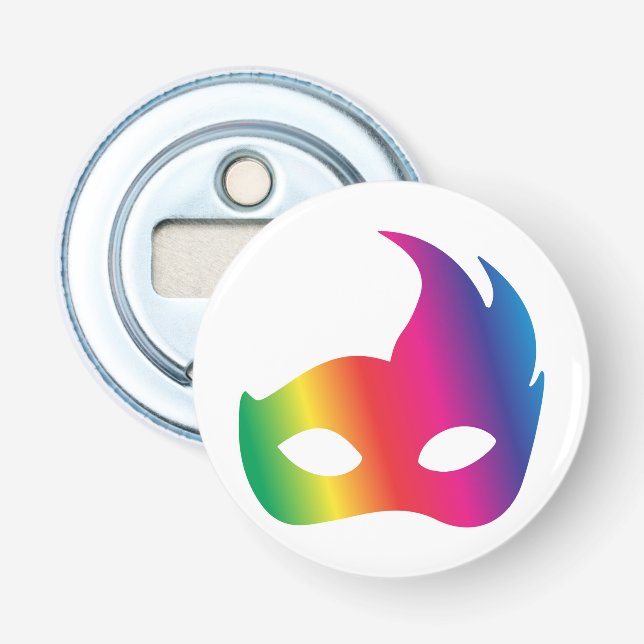 Rainbow Carnival Mask Bottle Opener (Front)