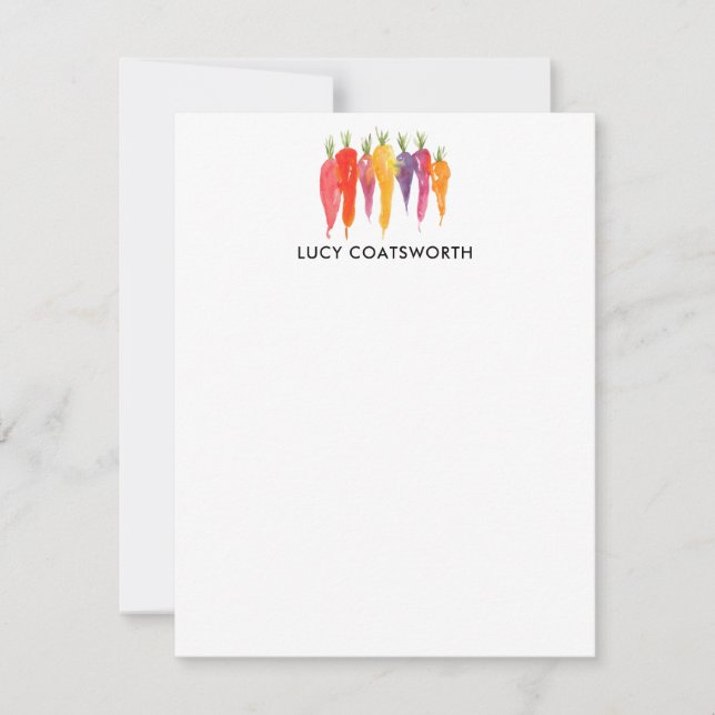 Rainbow Carrots Bright Colorful Personalized Note Card (Front)