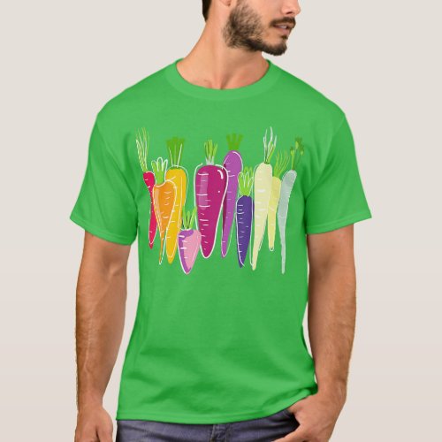 Rainbow Carrots Vegetable Vegan Plant Based Organi T_Shirt