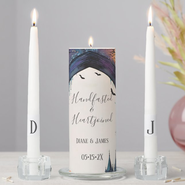 Rainbow Castle Garden Path Pagan Handfasting Unity Candle Set (In Situ)