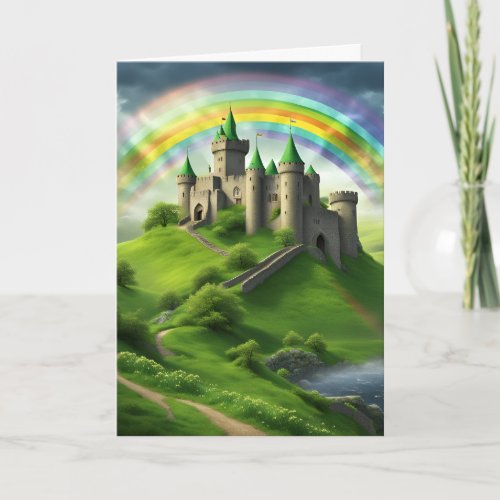 Rainbow Castle Irish Fantasy Holiday Card