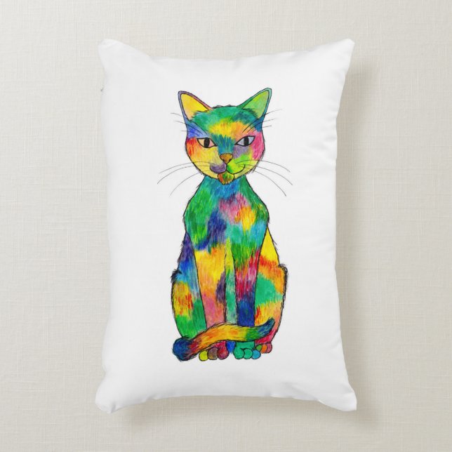 Rainbow Cat Accent Pillow (Front(Vertical))