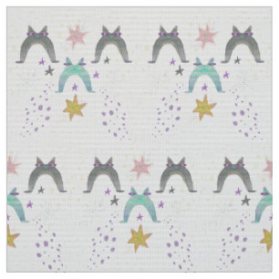 rainbow cat art fabric