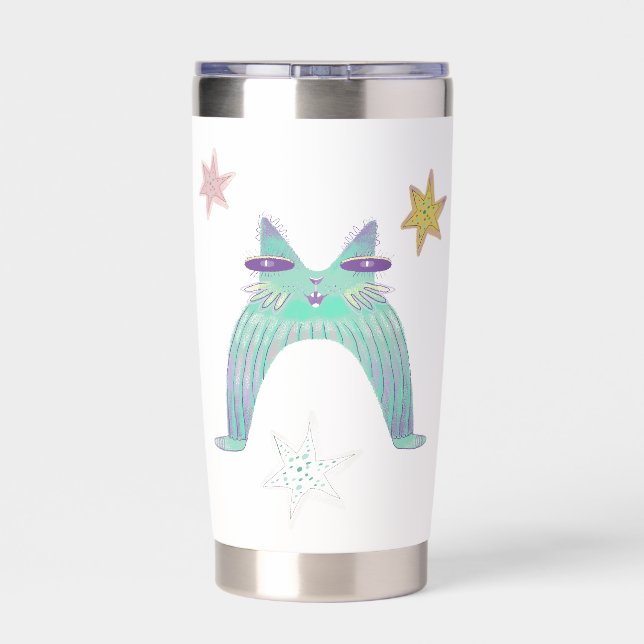 rainbow cat art  insulated tumbler (Back)