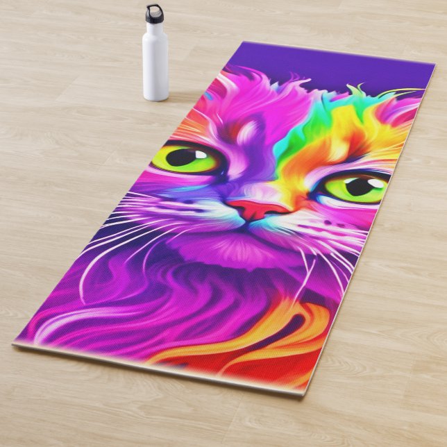 Rainbow Cat Artwork Yoga Mat (In Situ)