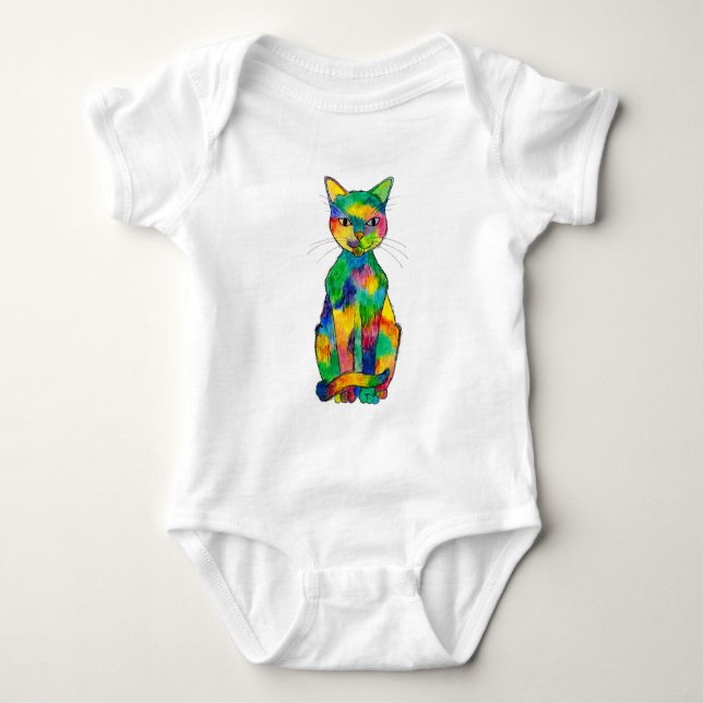 Rainbow Cat Baby Bodysuit (Front)