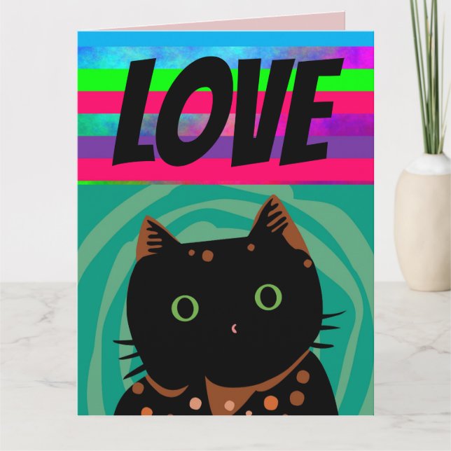 RAINBOW CAT BIRTHDAY LOVE GREETING CARDS (Front)