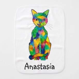 Rainbow Cat Burp Cloth
