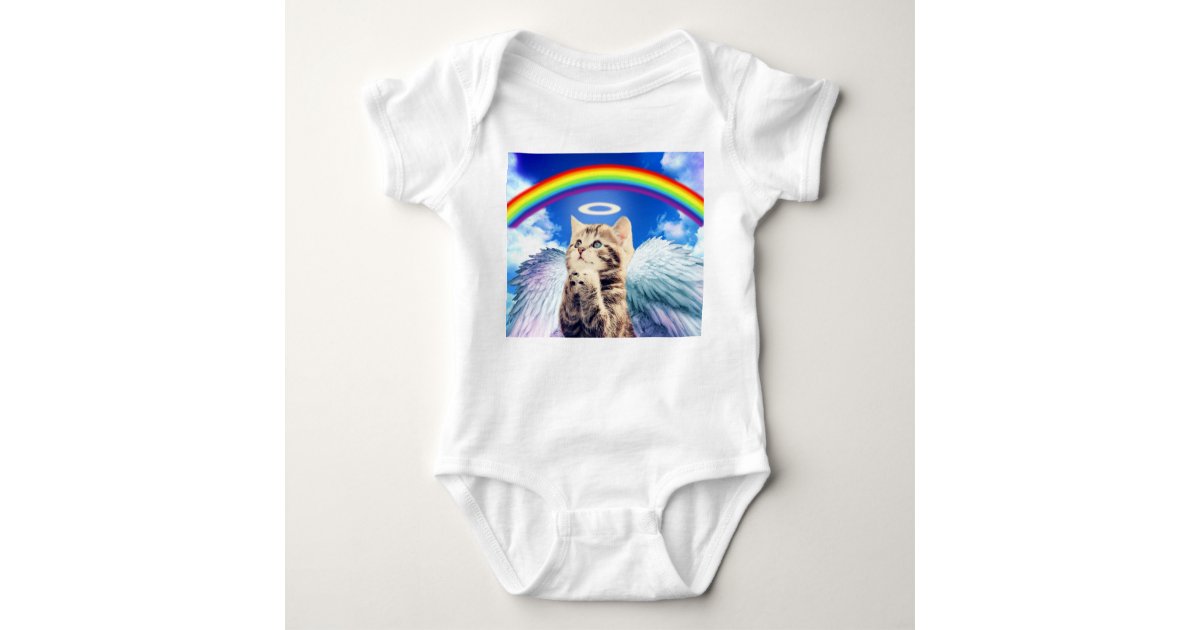 Rainbow Cat Cat Praying Cat Cute Cats Baby Bodysuit Zazzle Com