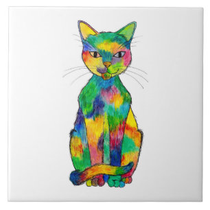Rainbow Cat Ceramic Tile