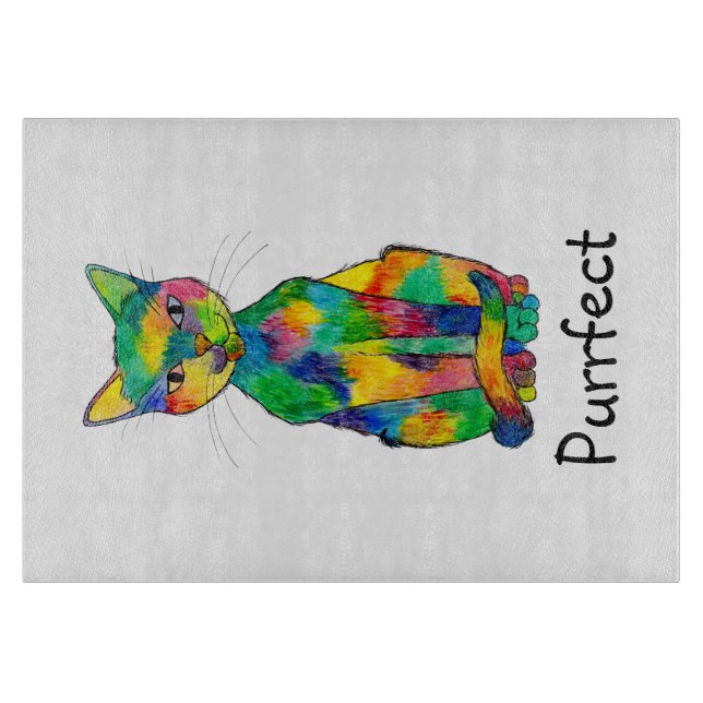 Rainbow Cat Cutting Board (Front)