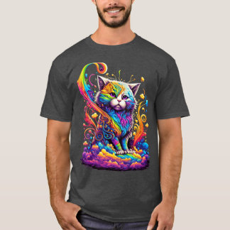 Rainbow Cat Design T-Shirt