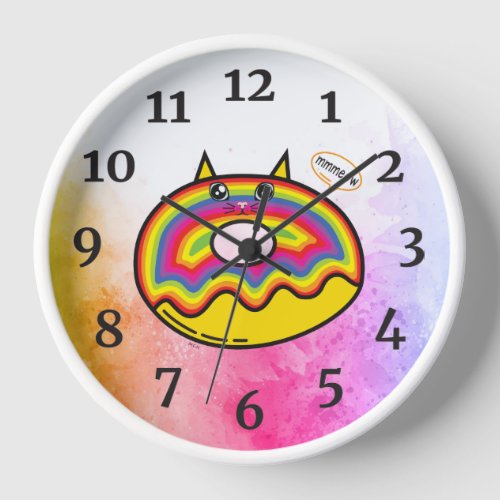 Rainbow Cat Donut Clock
