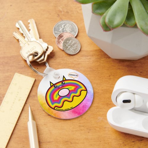 Rainbow Cat Donut Keychain