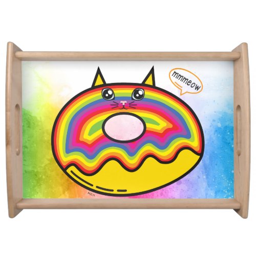 Rainbow Cat Donut Round Pillow Serving Tray