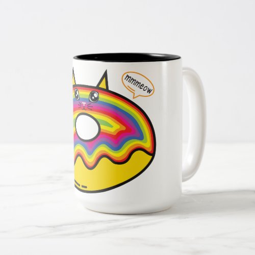 Rainbow Cat Donut Two_Toned Mug