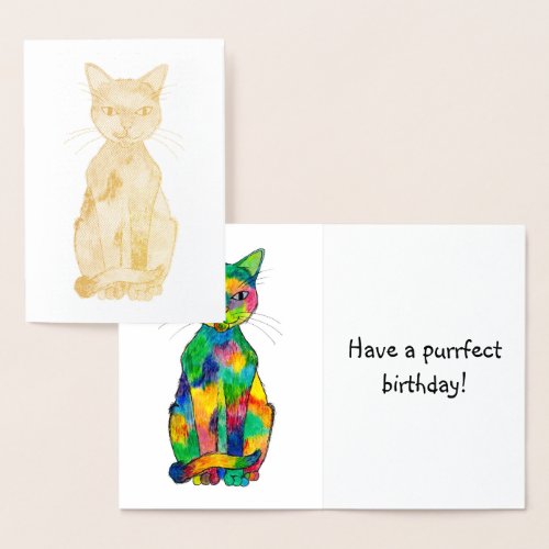 Rainbow Cat Foil Birthday Card