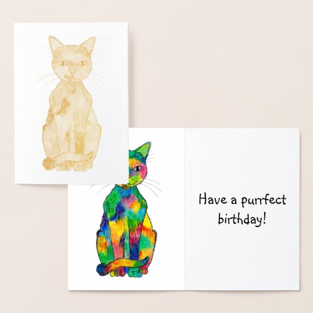 Rainbow Cat Foil Birthday Card (Display)