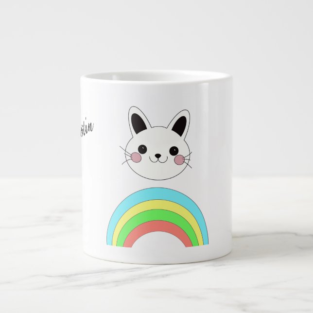 Rainbow cat giant coffee mug (Front)