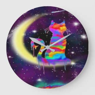 Rainbow cat large clock